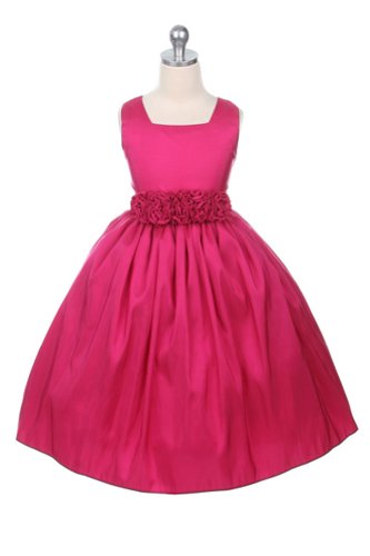 New Sleeveless Dress with Rolled Flower Waistband (10 Assorted Colors Available) 2 to 12 Girls
