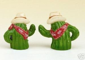 Southwestern Cowboy Cactus Salt Shaker Set