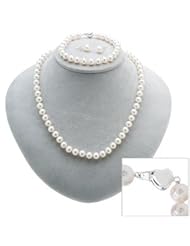 Freshwater White Pearl Set with Sterling Silver Clasps