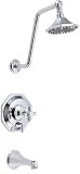 Danze D503066 Brandywood Tub and Shower Faucet with Cross Handle, Chrome