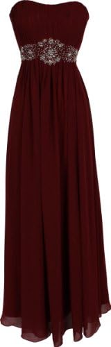 Strapless Chiffon Goddess Long Prom Dress Bridesmaid, XL, Burgundy