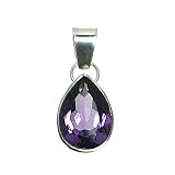 3 Ct Pear-cut Amethyst Pendant in Sterling Silver with a 16 Inch Sterling Silver Snake Chain