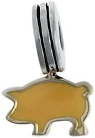 Yellow Pig Dangle in Sterling Silver with Enamel