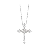 14K White Gold 7/8 ct. Diamond Cross Pendant with Chain