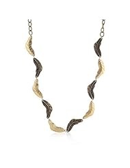 Alexander James 14k Gold Bonded 31 Inch Link Leaf Necklace with Alternating Black and Gold Color Textured Leaf Charms in Goldtone 1.5 inch L x 19.1 (mm) W x 3.8 (mm) H