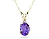6X4mm Oval Tanzanite and Diamond Stud Pendant in 14K Yellow Gold