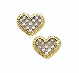 14K 2TONE 'X' D/C HEART EARRINGS - GH40688