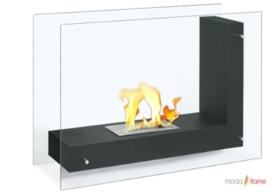 Moda Flame Arta Ventless L Shaped Bio Ethanol Fireplace in Black