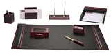 Desk Accessory Set, 8-piece Rosewood and Genuine Top-grain Black Leather Desk Accessory Set, 8-piece Rosewood and Genuine Top-grain Black Leather