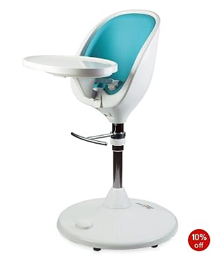 Brother Max Scoop Highchair and Liner - Aqua and White