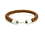 Reddish Brown Round Braided Leather Bracelet With Sterling Silver Lobster Clasp
