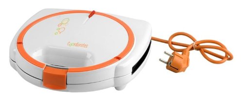 2 x 2 Scheiben Sandwichtoaster, Sandwichmaker für 4 dreieckige Sandwiches, orange / weiß
