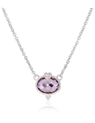 Judith Ripka "La Petite" Oval Stone with Heart Purple Pendant Necklace