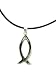 Beautiful! High-Polish Sterling-silver Fish Pendant on 16/18/20 inch Leather Rope picture