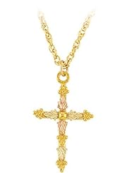 Pretty! 10K Yellow-gold Black Hills Gold Cross Pendant-Necklace
