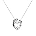 Sterling Silver Mother and Baby White CZ Heart Pendant on 18in Chain Necklace