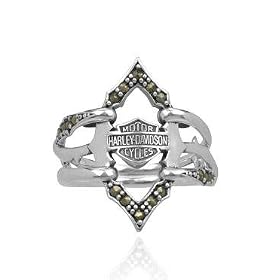 Harley-Davidson® Women's Wrapped Vine Marcasite Silver Ring