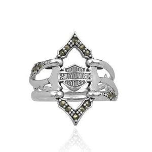 Harley-Davidson® Women's Wrapped Vine Marcasite Silver Ring