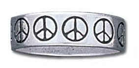 Solid Sterling Silver Peace Sign Band Ring