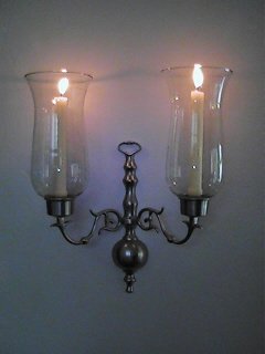 Two Arm Hurricane Sconce Pewter