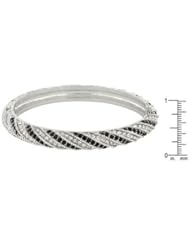 Twisting Black and White CZ Bangle Bracelet