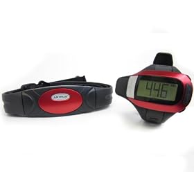 GSI Super Quality All-In-One Waterproof Heart Rate Monitor Watch and Transmitter Chest Belt - Large LCD Display - USB Interface, Upload Date To Computer - Measures Distance, Speed, Steps, Calories and Fat - For Running, Jogging, Marathon Training and Walking - Chronograph, Alarm, Stopwatch Functions