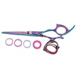 Shark Fin Hair Shears Professional Line Titanium Rainbow Right Handed Super Swivel Texturizer 15T Texturizer + Scissor Case + Bella Via Hair Glitz Shimmering Hair Tinsel the Hottest Trend in Hair Accessories