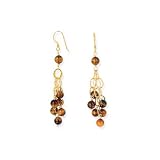 14K Yellow Gold Filled Wire Tiger's Eye Dangle Earrings