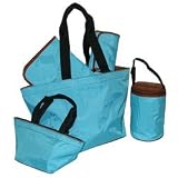 5-Piece Tote Set Light Teal/Chocolate