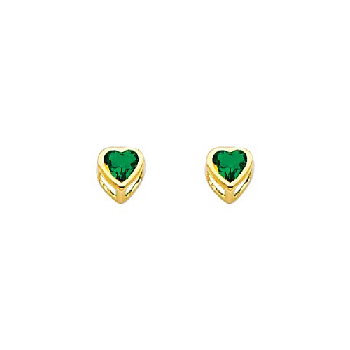 14k Emerald Green Heart Birthstone Boy