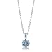 Sterling Silver 925 Aquamarine CZ Solitaire Pendant Necklace - 7mm image 3