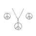 Tressa Sterling Silver CZ Peace Sign Necklace and Earring Set