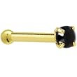 Solid 14KT Yellow Gold 2mm Black Cubic Zirconia Nose Bone