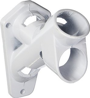 Front Line Flags Flag Pole Holder Bracket Fixed | 2-Position Fixed Wall Mount Flagpole Mount | Heavy Duty | 1" Diameter | White Powder Coat Finish | Premium Quality Aluminum