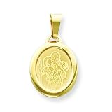 14k Oval Shape Jesus and Angel Pendant