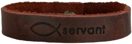 Brown Ichthus - Servant Leather Bracelet