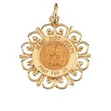 14K Yellow Gold Altagracia Holy Family Pendant Medal | Size/Info: 18.5mm
