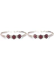 Faceted Ruby Anklets (Price Per Pair) - Sterling Silver