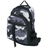 Extreme Pak Black Gray Urban Camo Backpack Multiple Zippered Pockets Mesh Side Pockets