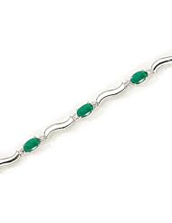14kt Yellow Gold Oval Emerald and Diamond Bracelet