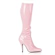 5 Inch Sexy Knee High Boot High Heeled Boot With Side Zip Stretch Patent Baby Pink