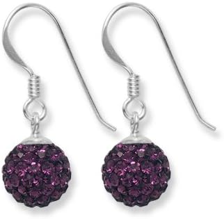 Heather Needham, Sterling Silver Deep Purple Disco Ball Drop 8mm - Many Tiny Crystals