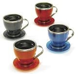 Liquid Solution Stainless Double Walled Stainless Steel Espresso Cups & Saucers, Set of 4