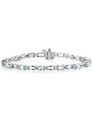 14k White Gold Diamond and Aquamarine Bracelet