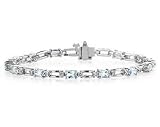 14k White Gold Diamond and Aquamarine Bracelet