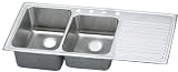 Elkay Gourmet Collection ILGR4822L2 48 Top Mount Double Bowl Stainless Steel Sink with 18-Gauge, 10 Large Bowl Depth, Self-Rim and Bowls Left Of Ribbed Work Area: 2 Holes