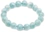 11mm Round Aquamarine Beaded Bracelet, 7.5"