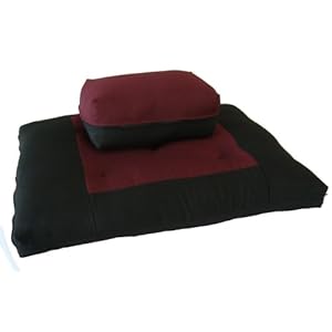 Brand New Black/Burgundy Zabuton Zafu Set, Yoga, Meditation Seat Cushions, Kneeling, Sitting, Supporting Exercise Pratice Zabuton and Zafu Cushions.