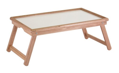 Winsome 98821 Flip top Bed Tray with Notch Handle - White/Natural