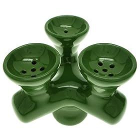 3 Head Hookah Bowl Green